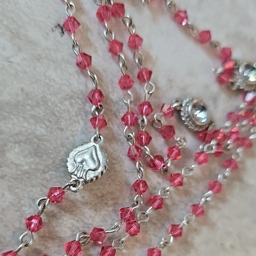 Virgins Saints & Angels Silver and Pink Heart Necklace - Picture 4 of 7